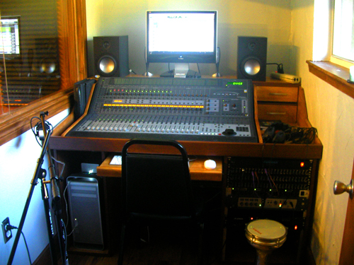 Stomp Music Studios Control Room with Pro Tools 8, Tube Mic Pres, where the mixing, mastering and producing happens